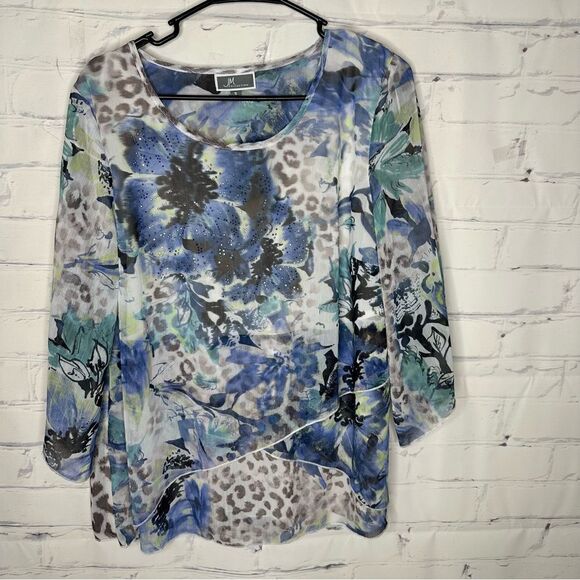 JM Collection small blue top - Picture 1 of 6